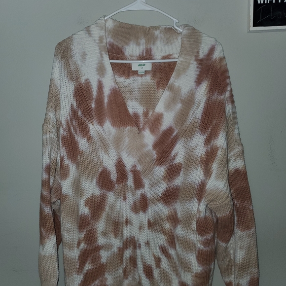 Aerie Brown and White Tie-Dye Cardigan - Picture 1 of 3